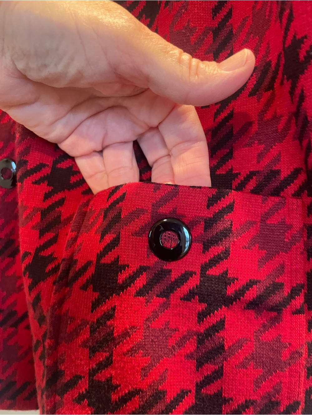 Covington Red and Black Houndstooth Button-Front Blazer  with pockets size XL - Picture 5 of 6